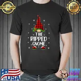 Official Red Buffalo Plaid Matching The Ripped Gnome Christmas T Shirt Unisex