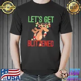 Official Reindeer Drinking Alcohol Let’s Get Blitzened Funny Christmas Unisex T-Shirt