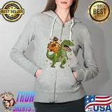 Official thanksgiving Turkey Riding T Rex Dinosaur Toddler Boys Kids T-Shirt Full Zip Hooded