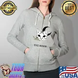 Official the Moon Cute Crescent Moon and Cat for Mystic Cat Lovers Premium T-Shirt Full Zip Hooded