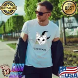 Official the Moon Cute Crescent Moon and Cat for Mystic Cat Lovers Premium T-Shirt Unisex