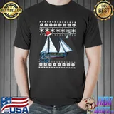 Official Ugly Sailing Merry Christmas Holiday Sweater Santa Hat Xmas T-shirt