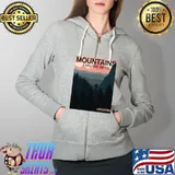 Official vintage Mountain Sunset Pine Tree Hiking Landscape Adventure T-s Full Zip Hooded