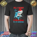 Original All I Want For Christmas Is A Shark Santa funny Shark T-Shirt