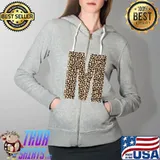 Original capital Letter M Initial Name Leopard Cheetah Monogram T-s Full Zip Hooded