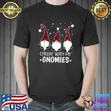 Original Chillin With My Gnomies Buffalo Plaid Gnome Christmas Pajama T-Shirt