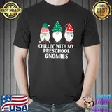 Original chilling With My Preschool Gnomies Christmas Teacher Xmas PJ T-Shirt Unisex