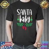 Original Christmas Funny Santa New Mama Baby Pregnancy Announcement T-Shirt