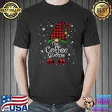 Original Coffee Gnome Buffalo Plaid Matching Family Christmas T Shirt