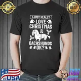 Original dachshund Christmas Dog Doxie Puppies Santa T-s Unisex