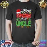 Original First Christmas As A Uncle Santa Hat Pajama Xmas T-shirt