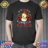 Original i Love Being A Grandma Snowman Christmas tree Xmas Gift T-Shirt Unisex