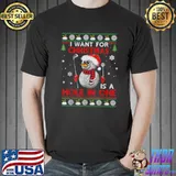 Original i Want For Christmas Is A Hole In One Golf Snowman Ugly Xmas T Shirt