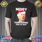 Original joe Biden Santa Hat Merry Thanksgiving Christmas T-Shirt