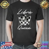 Original libra Queen Zodiac Sign With Checkerboard Pattern Crown T-s Unisex