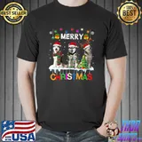 Original merry Christmas Husky Santa Christmas Tree Lights T-Shirt Unisex