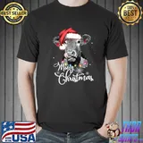 Original mooey Christmas Fun Heifer Cow Santa Xmas Light Farmer Lover T-Shirt Unisex