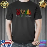 Original peace Lover Christmas Plaid Peace Sign Xmas Tree Pajamas T-Shirt Unisex