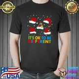 Original Santa Hat Autism Awareness it’s ok to be different Christmas shirt