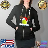 Original Tennis Sports Lover Reindeer Santa Hat Tennis Ball Christmas Premium T-Shirt Full Zip Hooded