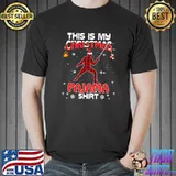 Original this Is My Christmas Pajama Shirt Red Plaid Sword Mark T-Shirt Unisex