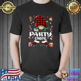 Party Gnome Buffalo Plaid Red Matching Family Christmas T-Shirt Unisex
