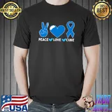 Peace Love Cure Blue Ribbon Diabetic Diabetes Awareness Premium T-Shirt Unisex