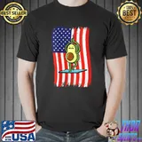 Premium american Flag Avocado Yoga T-Shirt Unisex