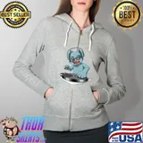 Premium cat with headphones on the vinyl turntable for all DJ T-s Full Zip Hooded
