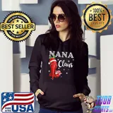 Premium High Heel Nana Santa Claus Christmas Pajama Xmas Womens T Shirt