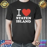 Premium I Love Staten Island Red Heart Meme Funny T-shirt