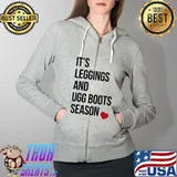 Premium It's Leggings And Ugg Boots Season Heart Shirt Full Zip Hooded