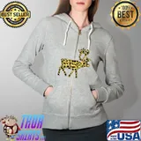 Premium leopard Cheetah Print Animal Spots Reindeer Merry Christmas T-Shirt Full Zip Hooded
