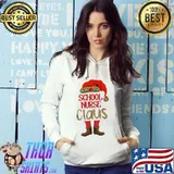 Premium Leopard School Nurse Claus Christmas Shirt