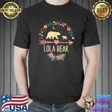 Premium lola Bear Xmas Family Christmas Pajama Flower Grandma T-Shirt Unisex