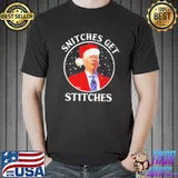 Premium OFFICIAL JOE BIDEN SNITCHES GET STITCHES CHRISTMAS T-SHIRT