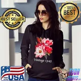 Premium Vintage 1945 Magnolie Blume Geburtstag Muttertag Weihnachten Shirt