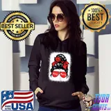 Premium Womens LJEL Messy Bun Very Merry Xmas Christmas December Girl T Shirt