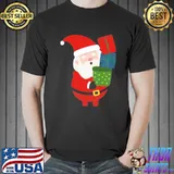 Santa Claus In His Red Hat Putting Presents Christmas Shirt Unisex
