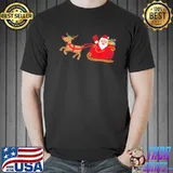 Santa In Sleigh Powered By Reindeer Christmas Shirt Unisex