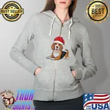Top funny Christmas Dog Santa Hat Awesome For Animal Lovers T-Shirt Full Zip Hooded