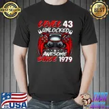 Top level 43 Unlocked Awesome Since 1979 43rd Birthday Gaming T Shirt