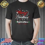 Top Merry Christmas Registered Nurse Stethoscope Merry Christmas T- Unisex