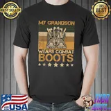 Top My Grandson Wears Combat Boots Proud Military Retro Grandpa T Shirt