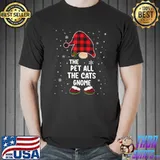 Top Pet All The Cats Gnome Buffalo Plaid Matching Christmas T-Shirt