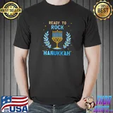 Top ready To Rock Hanukkah Pajamakah Menorah Nine Candles Funny Premium T-Shirt Unisex