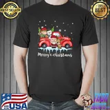 Top Vintage Merry Christmas Red Truck Old Fashioned Christmas T- Unisex