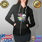 Top z Djarin Baby Yoda And Mandol Star War Shirt Full Zip Hooded