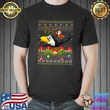 Toucan Bird Lover Xmas Ugly Santa Riding Toucan Christmas Premium T-Shirt Unisex