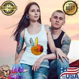 Turkey Peace Hand Sign Thanksgiving Thankful Women Kids Girl T-Shirt Tank Top